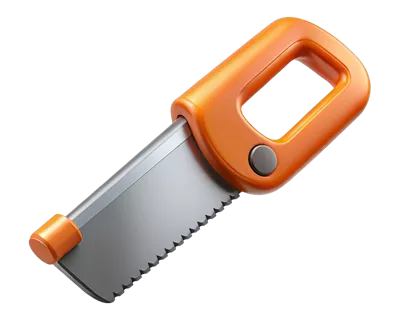 عکس دوربری ابزار اره دستی نارنجی برای نجاری و کارهای DIY با کیفیت بالا