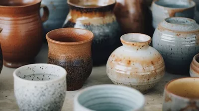عکس تصویری زیبا از ظروف سفالی دست ساز با طراحی هنری و خلاقانه
