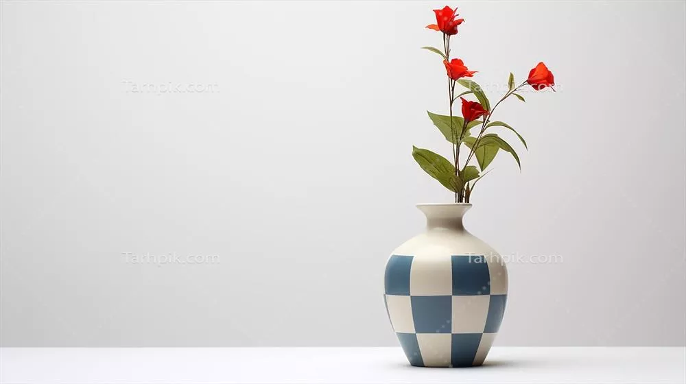 عکس گل هارلکین در گلدان، نمایی زیبا و جذاب بر روی پس زمینه سفید