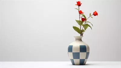 عکس گل هارلکین در گلدان، نمایی زیبا و جذاب بر روی پس زمینه سفید