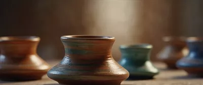 عکس چرخ های سفالگری در حال چرخش، نمایی جذاب و دلنشین از هنر سنتی