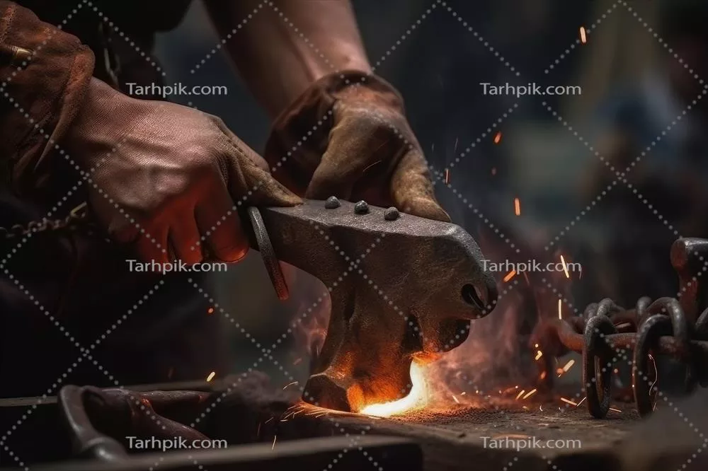 عکس جوشکار ماهر در حال کار بر روی یک محصول فلزی با دقت و مهارت