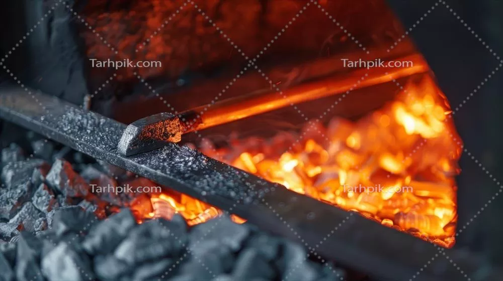 عکس فرآیند اندازه گیری دما با استفاده از میله فلزی در کوره ذوب
