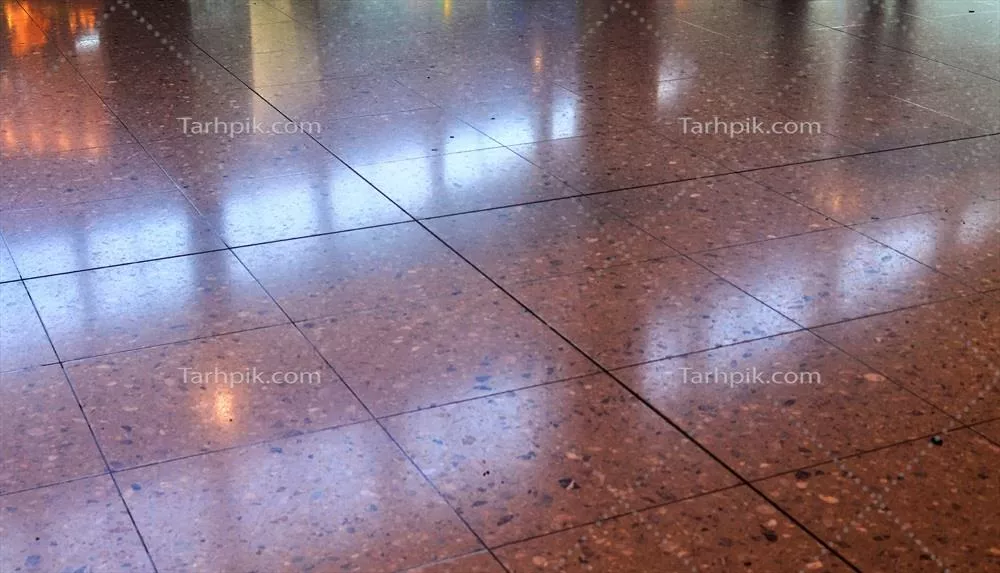 عکس تصویری نزدیک از بافت و ساختار کاشی های کف با جزئیات دقیق