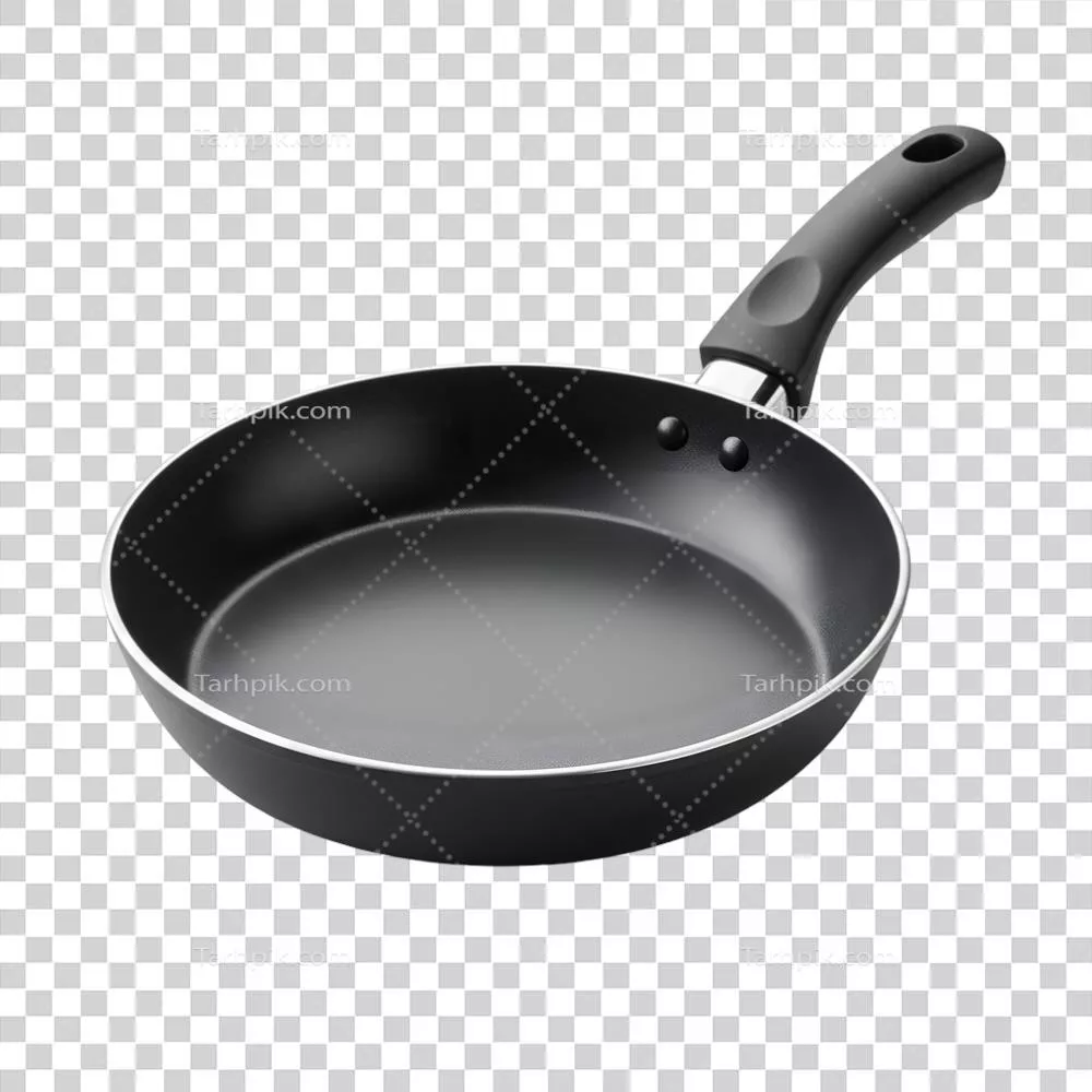 عکس دوربری تصویری زیبا از تابه سیاه با طراحی ارگونومیک و دسته راحت