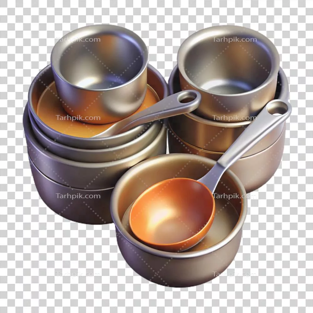 عکس دوربری ست قاشق و لیوان اندازه گیری چوبی با طراحی خاص و زیبا