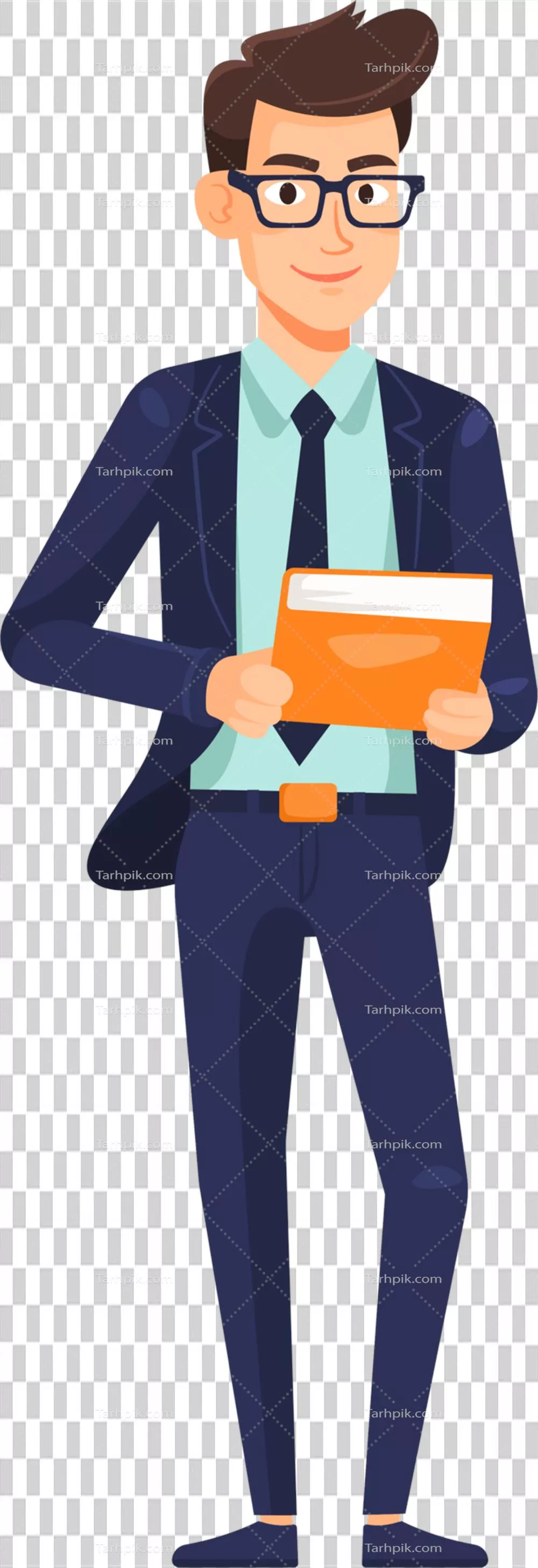 عکس دوربری تصویری جذاب از یک کارآفرین در سبک کارتونی و مسطح