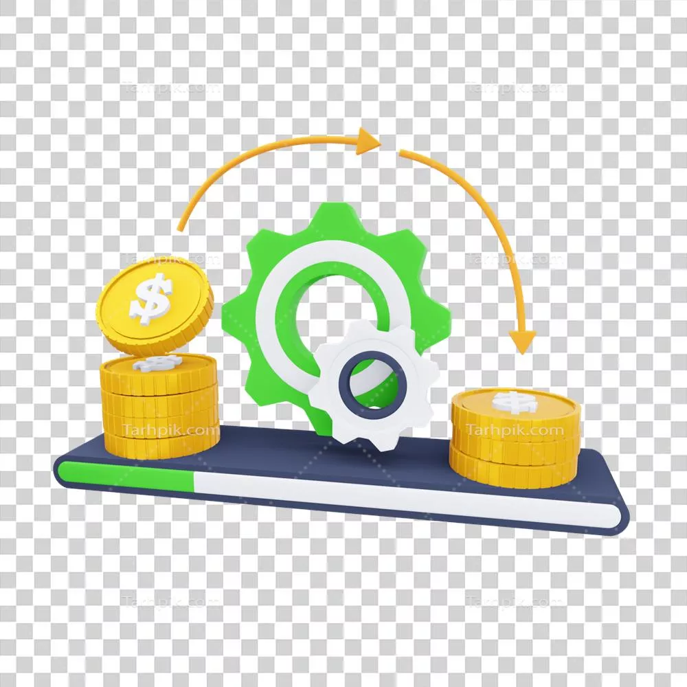 عکس دوربری آیکون سه بعدی فرآیند پرداخت با طراحی مدرن و جذاب