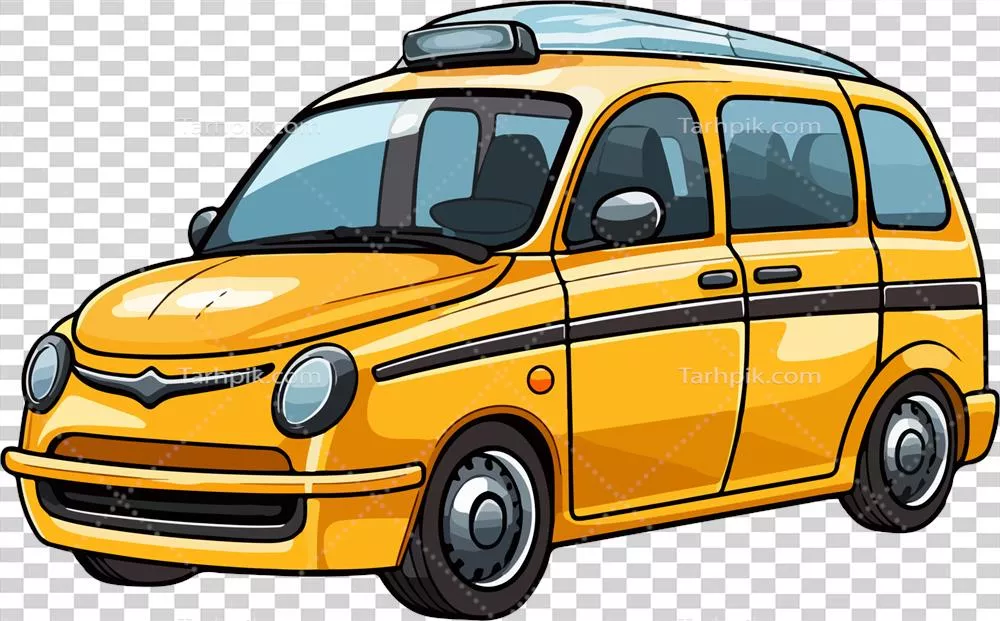 عکس دوربری تاکسی کارتونی زیبا و جذاب با طراحی هوش مصنوعی