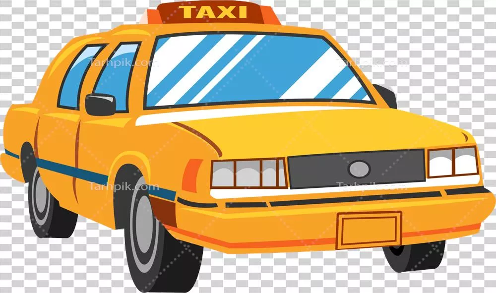 عکس دوربری طراحی گرافیکی و هنری تاکسی با جزئیات جذاب و رنگارنگ
