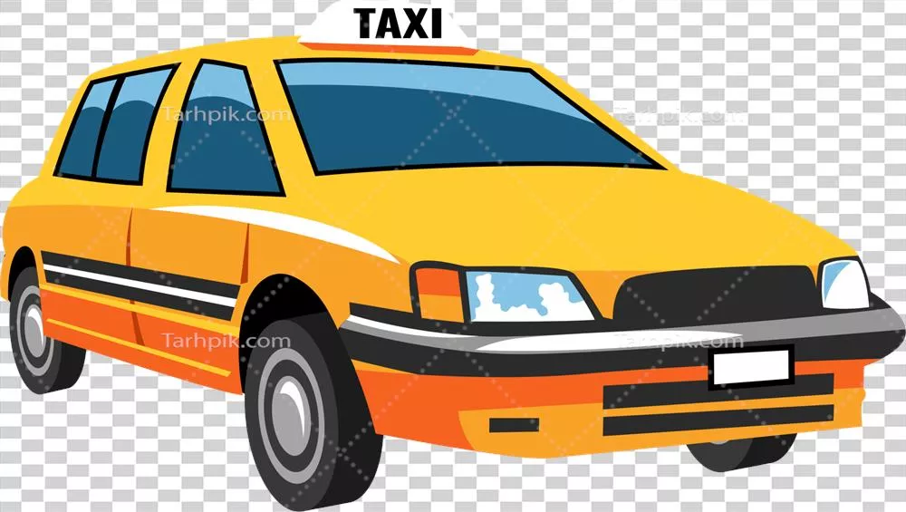 عکس دوربری طراحی گرافیکی و هنری تاکسی با جزئیات جذاب و رنگارنگ