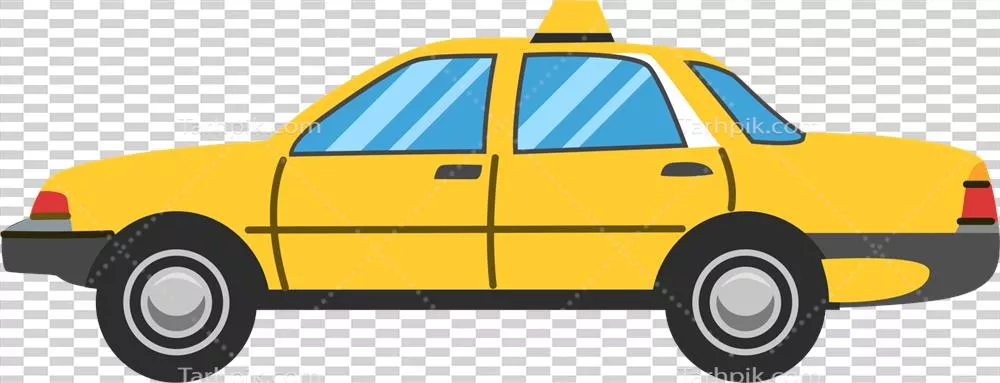 عکس دوربری طراحی گرافیکی و هنری تاکسی با جزئیات جذاب و رنگارنگ