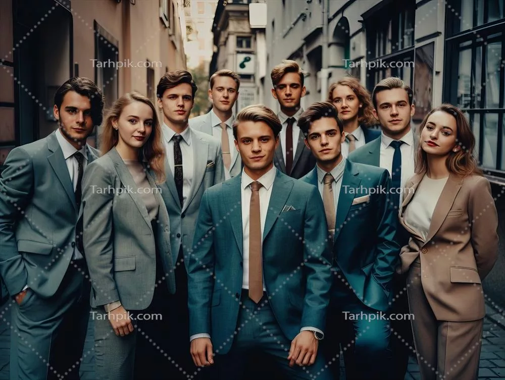 عکس تصویری واقع گرایانه از یک تیم تجاری در حال همکاری و تعامل