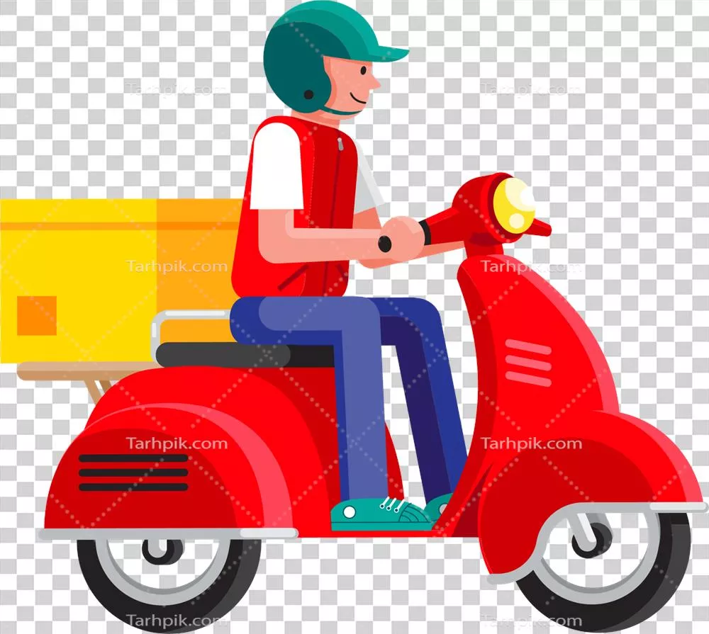 عکس دوربری تصویری جذاب و کارتونی از تحویل کالا با جزئیات رنگارنگ و شاداب