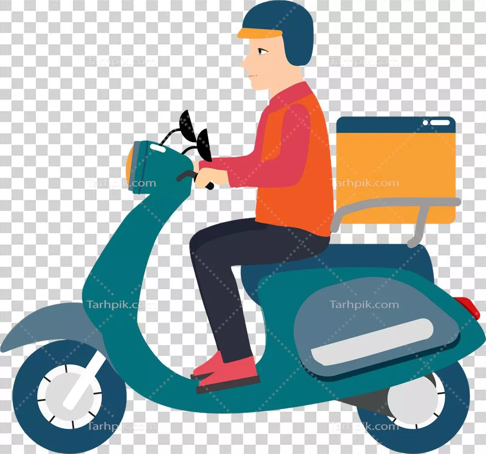 عکس دوربری مرد تحویل دهنده در حال دوچرخه سواری برای ارسال سفارشات آنلاین