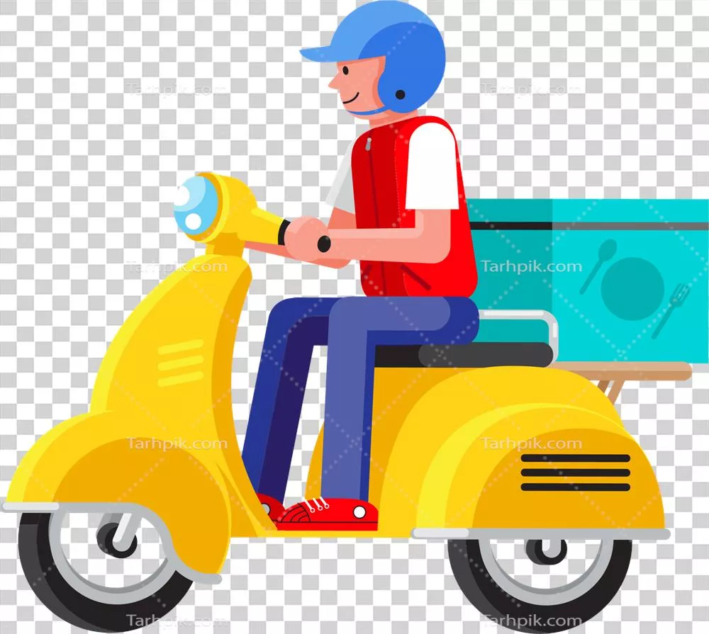 عکس دوربری تصویری جذاب از کاریکاتور تحویل کالا با طراحی خلاقانه و رنگارنگ