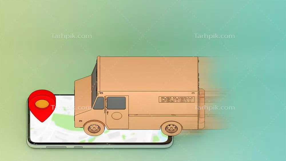 عکس خدمات حمل و نقل آنلاین با استفاده از اپلیکیشن موبایل و کامیون متحرک