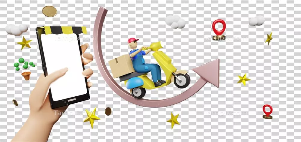 عکس دوربری نحوه پیگیری سفارشات آنلاین با استفاده از گوشی هوشمند و خدمات تحویل سریع
