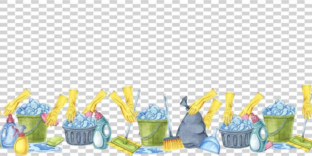 عکس دوربری صحنه ای از تمیزکاری با دستانی در دستکش های زرد رنگ برای خدمات نظافتی