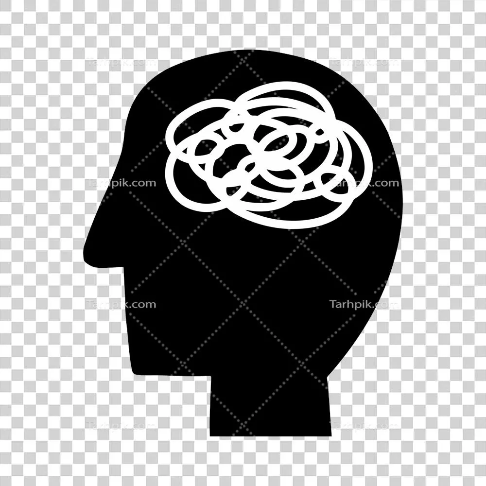 عکس دوربری تصویری از سر انسان با نماد مغز پیچیده و مفهومی عمیق