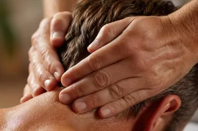 عکس مردی در حال دریافت ماساژ در یک اسپا با فضایی آرامش بخش