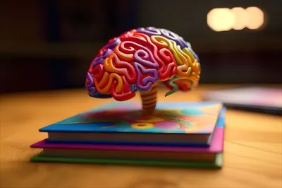 عکس ذهن رنگارنگ بر روی کتاب؛ دروازه ای به نوآوری و خلاقیت