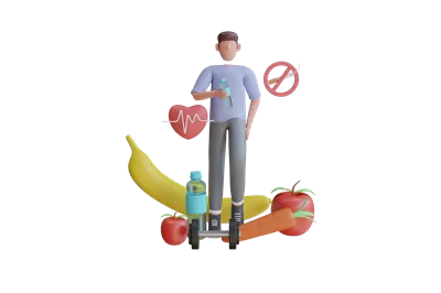 عکس دوربری تصویری سه بعدی از سبک زندگی سالم و رژیم غذایی متعادل برای تندرستی
