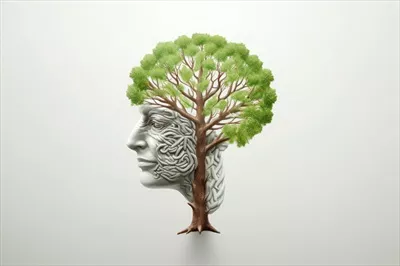 عکس تصویری هنری از طبیعت سبز و حفاظت از محیط زیست با برگ ها