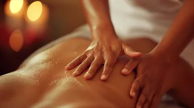 عکس ماساژ حرفه ای با تمرکز بر جزئیات در نور محیطی روشن