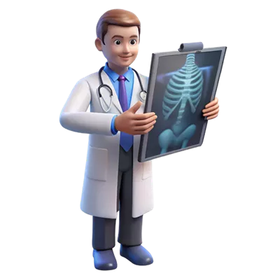 عکس دوربری تصویری خیره کننده از یک پزشک در حال بررسی اشعه ایکس با کیفیت بالا