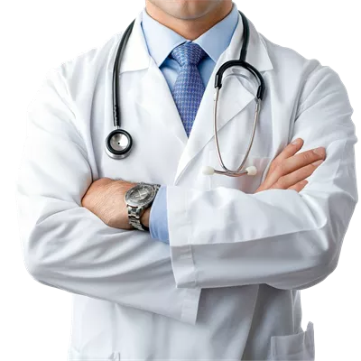 عکس دوربری پزشک آنلاین حرفه ای در لباس پزشکی با گوشی و پرونده بیمار برای مشاوره مجازی