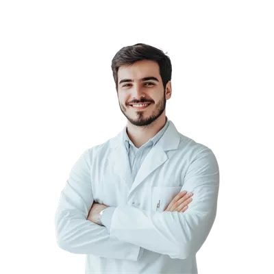 عکس دوربری تصویری از یک پزشک مرد در حال معاینه بیماران با روپوش سفید