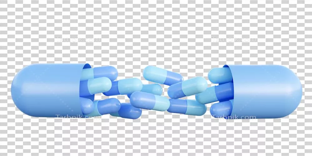 عکس دوربری پیل های دارویی رنگی پاستلی در حال پرواز از کپسول دارویی