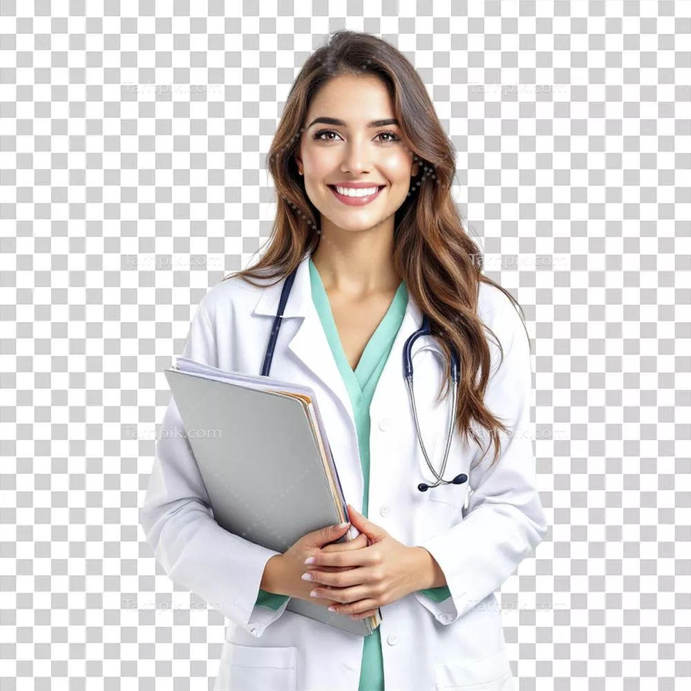 عکس دوربری پزشک زن با پوشه در دست، نماد تلاش و فداکاری در حرفه پزشکی