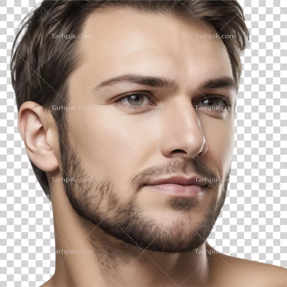 عکس دوربری مردی با ریش و بدون پیراهن در حالتی جذاب و دلنشین