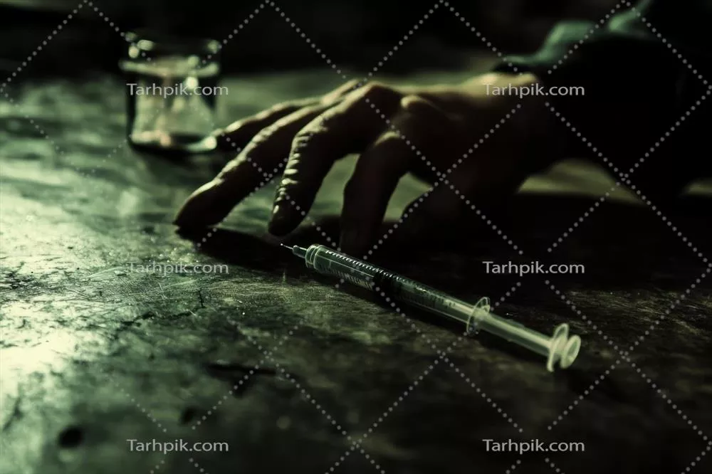 عکس دست یک فرد در حال نگه داشتن سرنگ و لیوان آب در یک محیط پزشکی