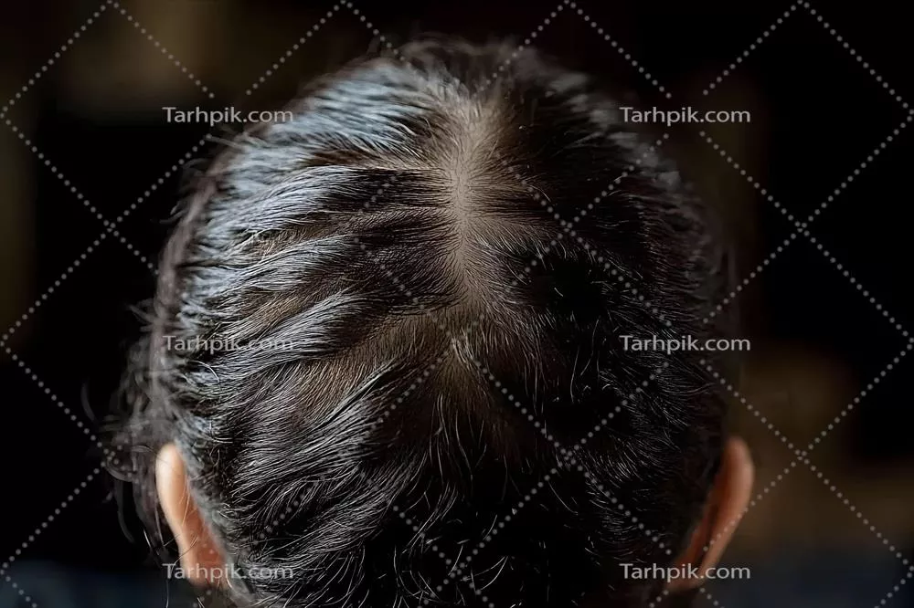 عکس نمای نزدیک و دقیق از مو و پوست سر کودک برای مقاصد آموزشی و پوست شناسی