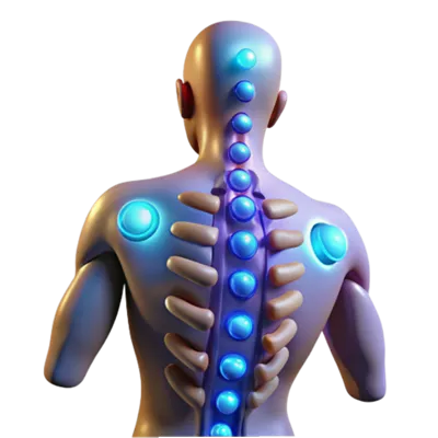 عکس دوربری تصویری زیبا و مینیمالیستی از آناتومی انسانی شامل ستون فقرات و شانه