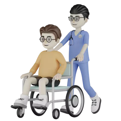 عکس دوربری مدل سه بعدی پزشک با ویلچر برای استفاده در پروژه های مختلف
