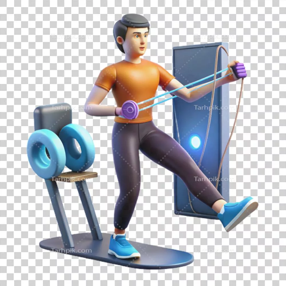 عکس دوربری مدل سه بعدی تجهیزات ورزشی برای تمرینات قدرتی و تناسب اندام