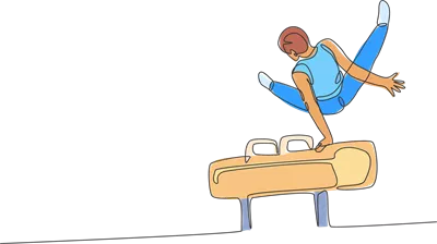 عکس دوربری طراحی خطی یک ورزشکار جوان و حرفه ای در حال تمرین حرکات آکروباتیک