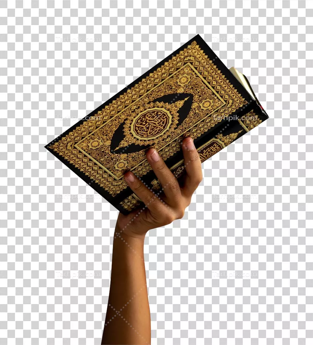 عکس دوربری تصویری از دست های بلند شده در حال تلاوت قرآن کریم