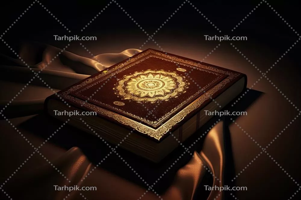 عکس تصویری زیبا از قرآن با نور در پس زمینه تاریک