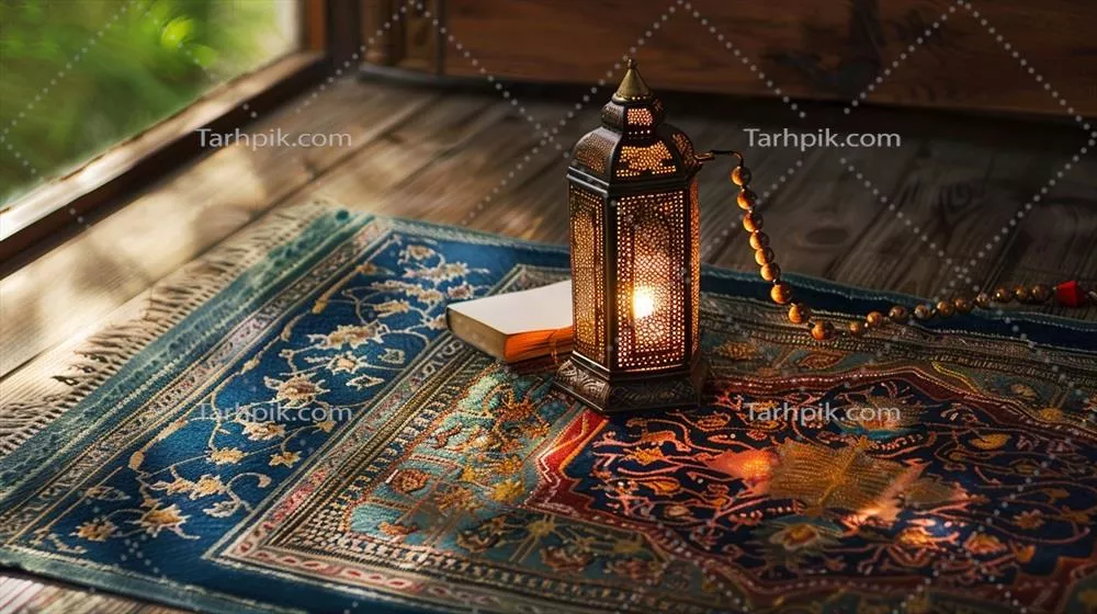 عکس قرآن کریم به همراه تسبیح و فانوس تزئینی عربی