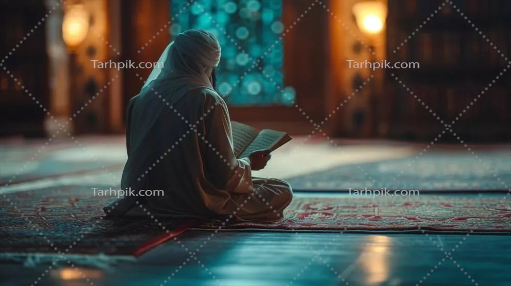 عکس تصاویر آرامش بخش از افراد مشغول به خواندن و تلاوت قرآن در شب های رمضان