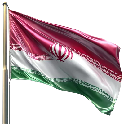 عکس دوربری پرچم ایران با رنگ های سرخ، سفید و سبز به زیبایی در حال اهتزاز