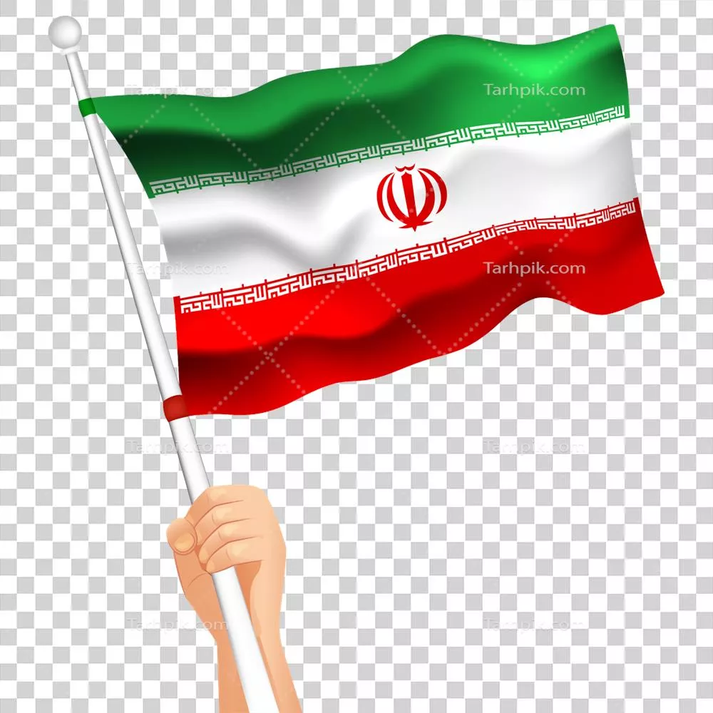 عکس دوربری تصویری زیبا از پرچم ایران در دستان یک فرد با احساسات ملی