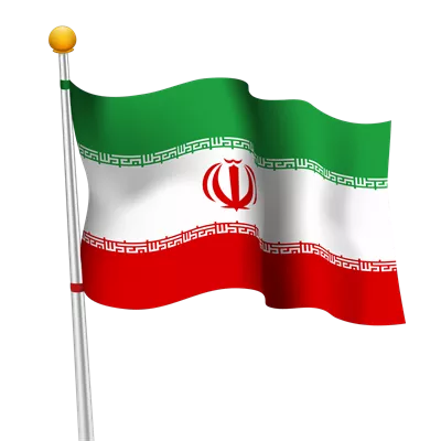 عکس دوربری پرچم ایران در حال اهتزاز بر فراز دکل، نماد ملی و فرهنگی