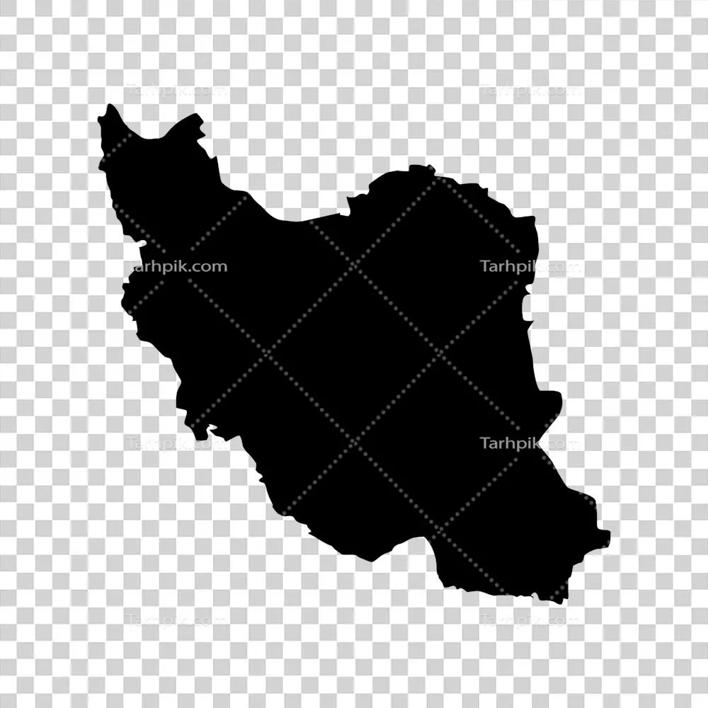 عکس دوربری نقشه سیاه سفید ایران با پس زمینه شفاف و طراحی زیبا