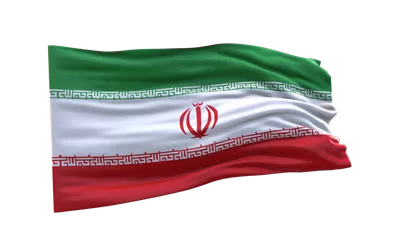 عکس دوربری پرچم ایران به صورت سه بعدی با بافت پارچه ای و پس زمینه شفاف